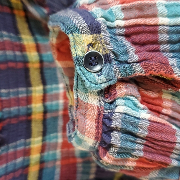 Free People: We The Free Plaid Baby Doll Pullover Blouse - Picture 3 of 4